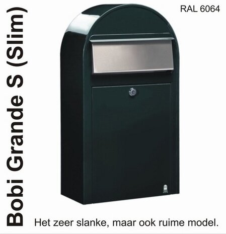 Brievenbus Bobi Grande S zwartgroen + statief round RVS