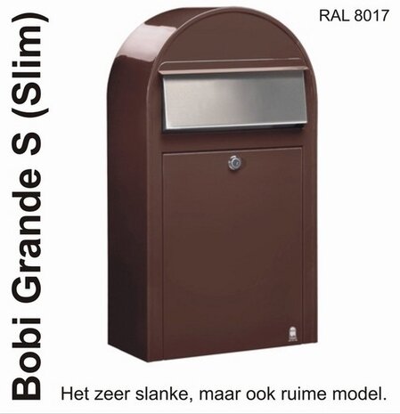 Brievenbus Bobi Grande S bruin + statief round RVS