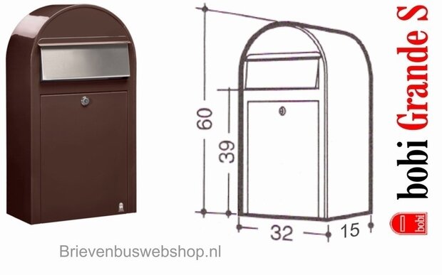 Brievenbus Bobi Grande S bruin + statief round RVS