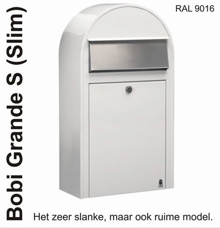 Brievenbus Bobi Grande S wit + statief round RVS