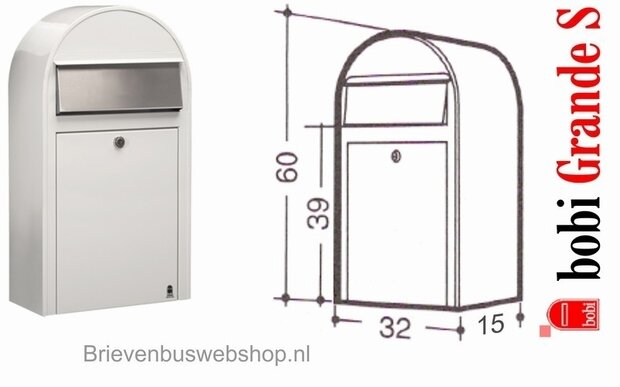 Brievenbus Bobi Grande S wit + statief round RVS