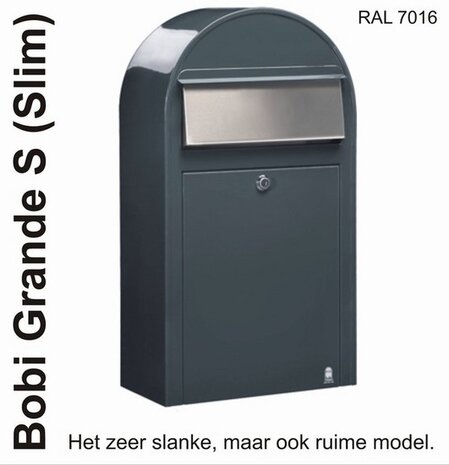Brievenbus Bobi Grande S grijs + statief round RVS