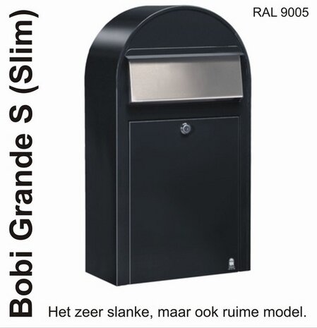 Brievenbus Bobi Grande S zwart  + statief round zwart