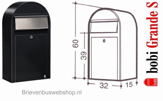 Brievenbus Bobi Grande S zwart  + statief round zwart