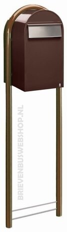 Brievenbus Bobi Grande B bruin + statief round bruin