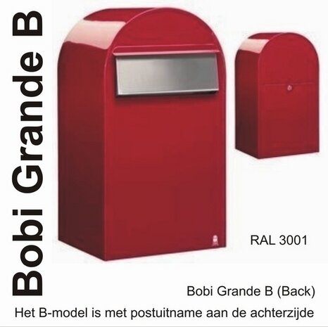 Brievenbus Bobi Grande B rood + statief round RVS