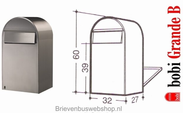 Brievenbus Bobi Grande B RVS + statief round RVS
