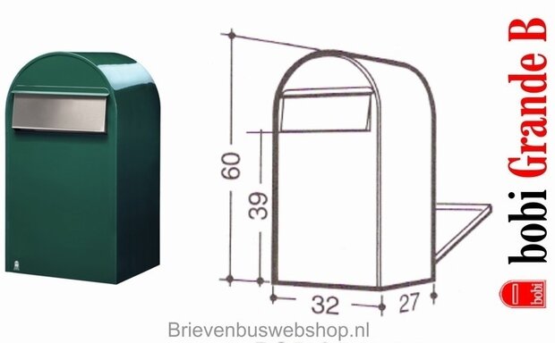 Brievenbus Bobi Grande B donkergroen + statief round donkergroen