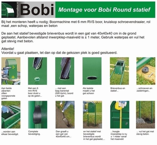 Brievenbus Bobi Classic donkerbruin RAL 8017 plus statief Round RVS