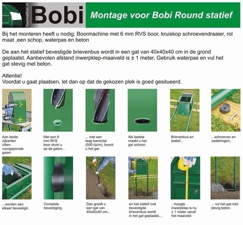 Brievenbus Bobi Jumbo wit RAL 9016 plus statief Bobi Round RAL 9016
