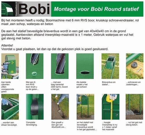 brievenbus bobi grande zwartgroen met rvs round statief