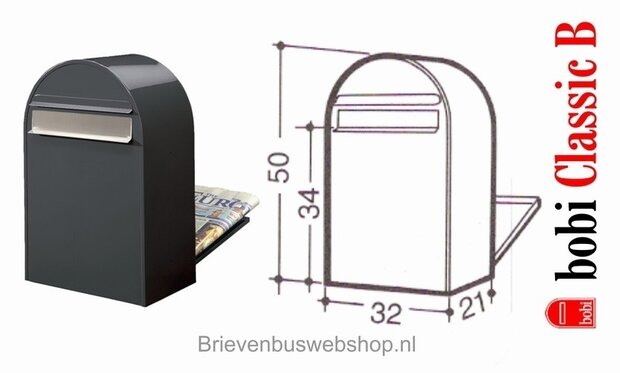 Donkergrijs Bobi Classic B RAL 7016 plus statief Bobi Round RAL 7016