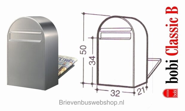 RVS Bobi Classic B brievenbus plus statief Bobi Round RVS