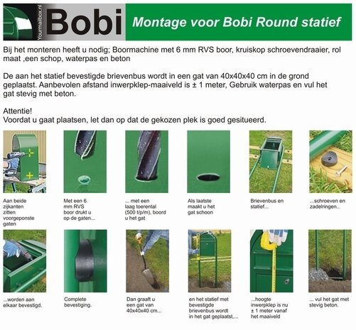 brievenbus Bobi Grande RAL 3001 plus statief Round RAL 3001 met statief rood