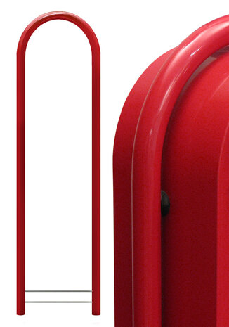 brievenbus Bobi Grande RAL 3001 plus statief Round RAL 3001 met statief rood