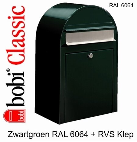 Zwartgroen Bobi Classic RAL 6064 met RVS klep plus statief Round 6064