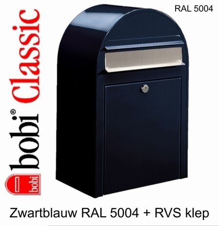 Zwartblauw Bobi Classic RAL 5004 met RVS klep plus statief Round 5004