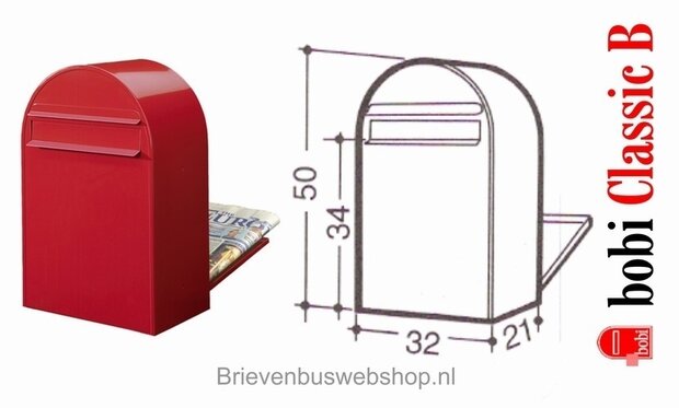 brievenbus Bobi Classic B RAL 3001 plus statief Bobi Round RAL 3001