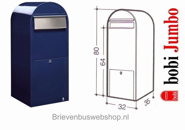 Brievenbus Bobi Jumbo donkerblauw RAL 5003