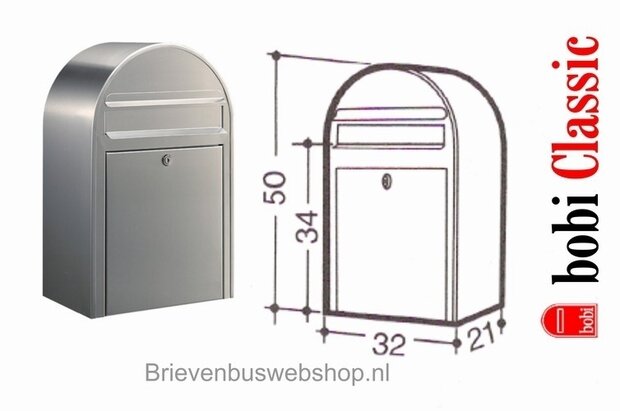 Brievenbus Bobi Classic Nordic zilvergrijs RAL 9006