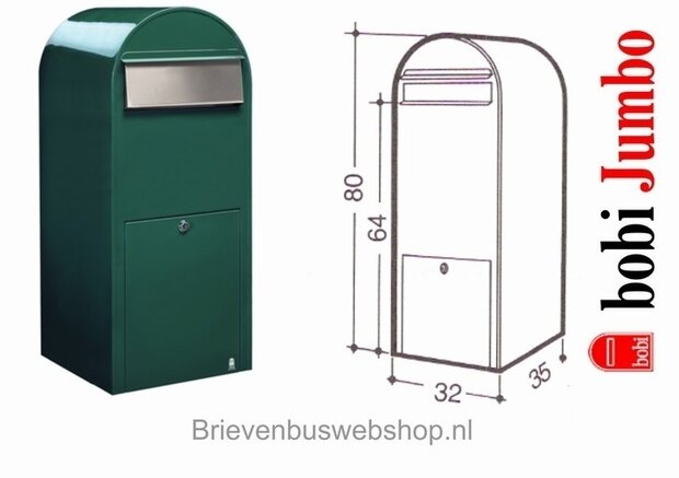 Brievenbus Bobi Jumbo donkergroen RAL 6005