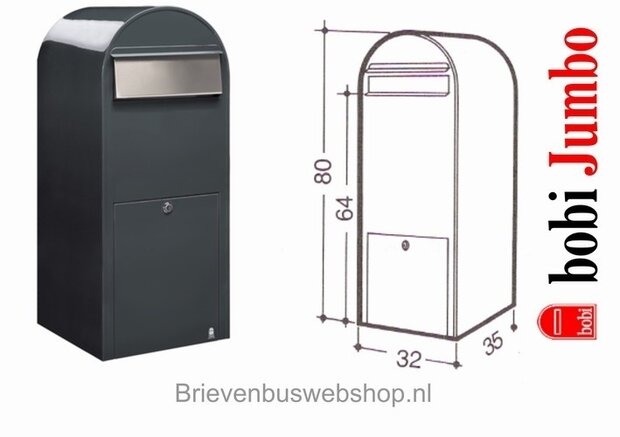 Brievenbus Bobi Jumbo donkergrijs