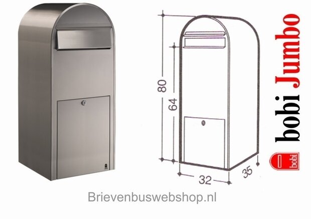 Brievenbus Bobi Jumbo RVS 