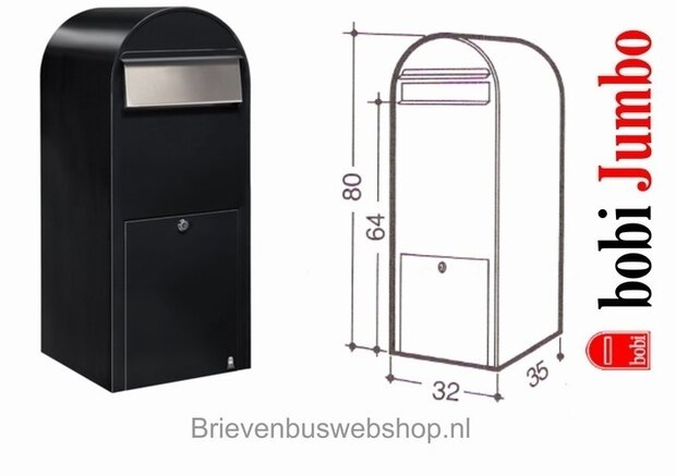 Brievenbus Bobi Jumbo structuurzwart