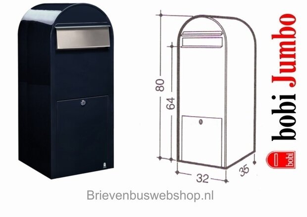 Brievenbus Bobi Jumbo zwartblauw RAL 5004