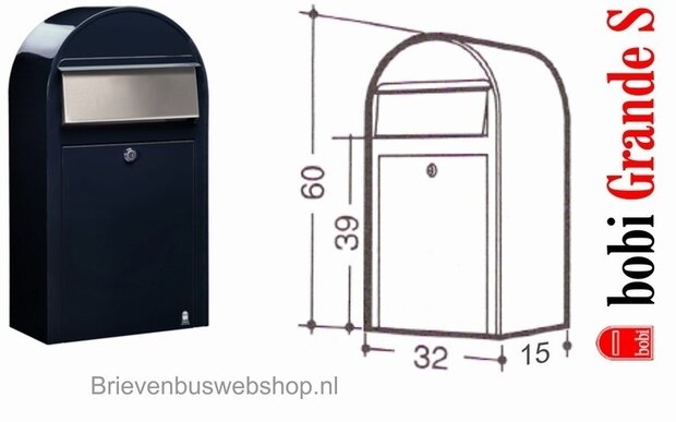 Brievenbus Bobi Grande S zwartblauw RAL 5004