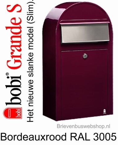 Brievenbus Bobi Grande S donkerrood RAL 3005