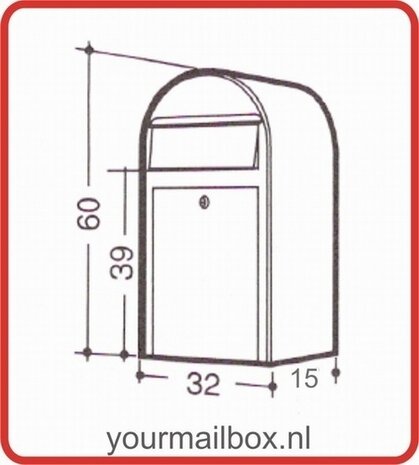 Brievenbus Bobi Grande S bordeauxrood RAL 3005