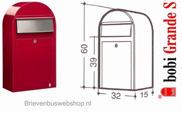 Brievenbus Bobi Grande S helderrood RAL 3001