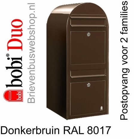 Brievenbus Bobi Duo donkerbruin