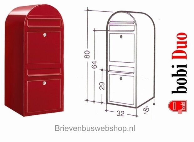 Brievenbus Bobi Duo helderrood RAL 3001