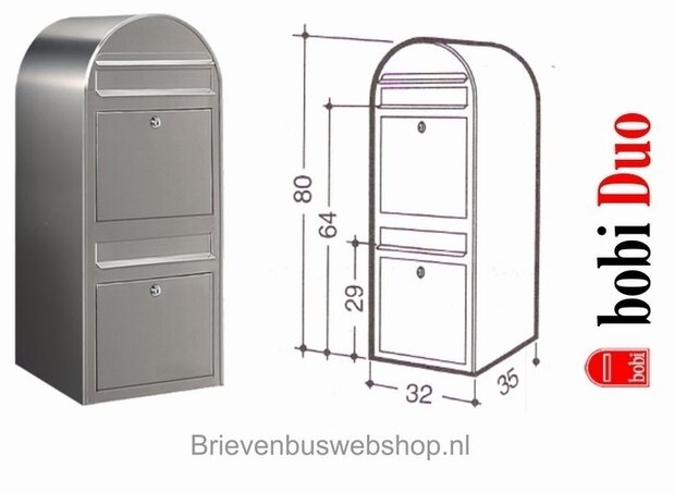 Brievenbus Bobi Duo RVS