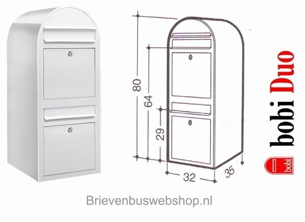 Brievenbus Bobi Duo wit