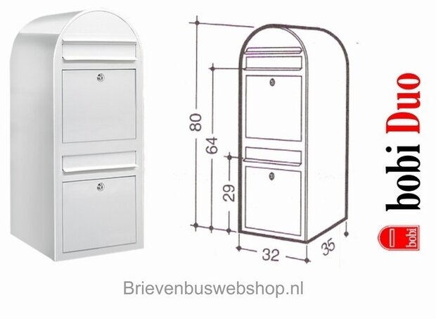 Brievenbus Bobi Duo wit RAL 9016