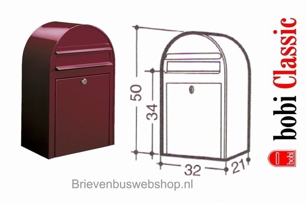 brievenbus bobi classic bordeaux rood