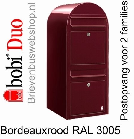 Brievenbus Bobi Duo bordeauxrood RAL 3005