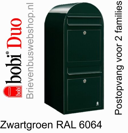 Brievenbus Bobi Duo zwartgroen