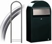 Brievenbus Bobi Grande S zwartgroen + statief round RVS