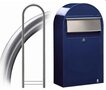 Brievenbus Bobi Grande S donkerblauw + statief round RVS