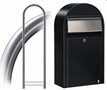 Brievenbus Bobi Grande S zwart + statief round RVS