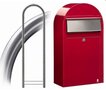 Brievenbus Bobi Grande S rood + statief round RVS