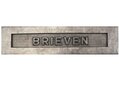 Brievenbusklep Briefplaat geveerd oud zilver met tekst: BRIEVEN