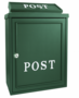 Brievenbus Adelaide Mat donkergroen met witte letters post