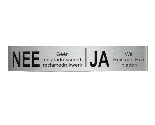 CombiCraft Nee/Ja Bordje – Brievenbusplaatje 120x20 Mm, Geen Reclamefolders, Wel Huis-aan-huisbladen (Zilver, Acrylaat Met Tape)