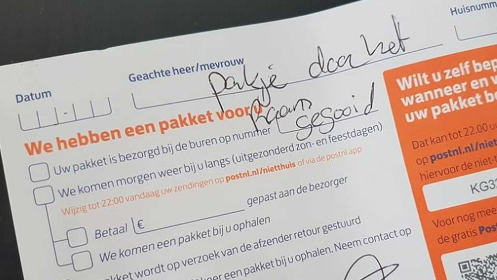 brievenbus briefje niet thuis postnl