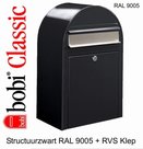Brievenbus-Bobi-Classic-structuurzwart-RAL-9005-met-RVS-Klep